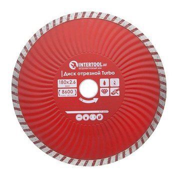 Диск отрезной по камню TURBO алмазный, 180мм, 22-24%, INTERTOOL CT-2009 CT-2009 фото