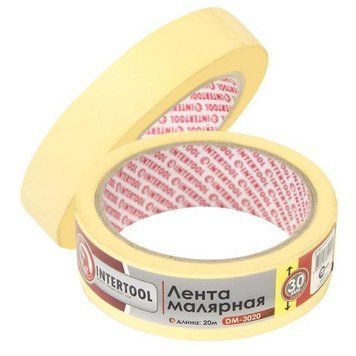 Стрічка малярська 30 мм, 20 м, жовта INTERTOOL DM-3020 DM-3020 фото