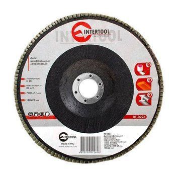 Диск шлифовальный лепестковый 180 x 22мм зерно K60 INTERTOOL BT-0226 BT-0226 фото