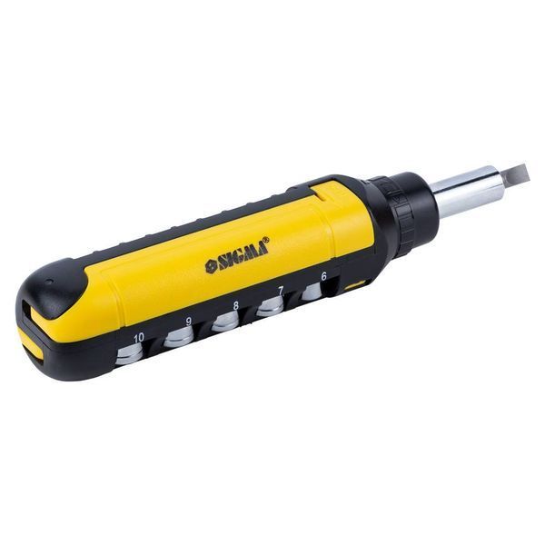 Викрутка з реверсом + насадки торцеві і біти 1/4" 13шт CrV SIGMA (4001931) SG-4001931 фото