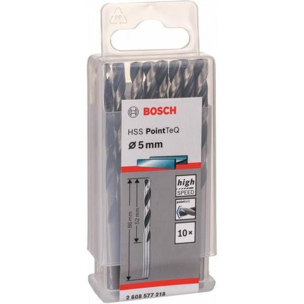 Свердло для металу Bosch HSS-PointTeQ, 5х52х86мм, 10шт (2.608.577.218) 2.608.577.218 фото
