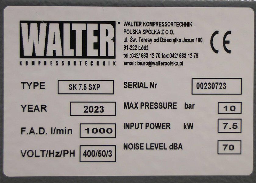 Гвинтовий компресор з ремінним приводом WALTER SK 7,5 SXP SK 7,5 SXP фото