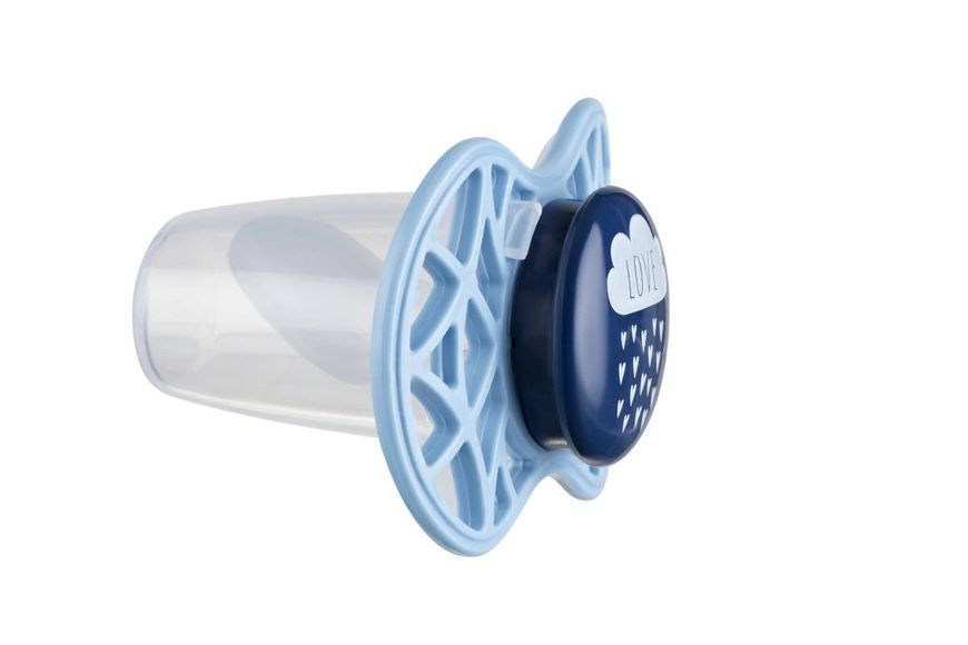 Пустышка ортодонтическая Nuvita NV7084 Air55 Cool 6m + "LOVE" голубовато-синяя (NV7084CB) NV7084CB фото
