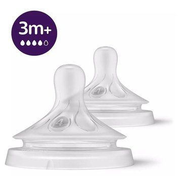 Соска Philips Avent силіконова Natural Природний Потік, 3м+., 2 шт, середній потік SCY964/02 фото
