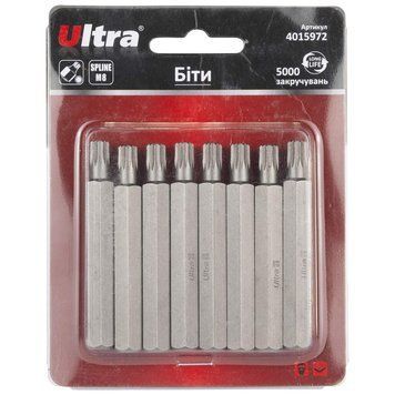Біти Spline M8&times;75мм 10мм 8шт S2 (блістер) ULTRA (4015972) SG-4015972 фото