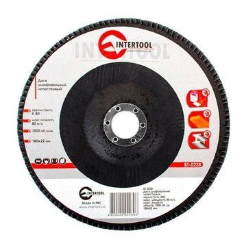 Диск шлифовальный лепестковый 180 x 22мм зерно K80 INTERTOOL BT-0228 BT-0228 фото