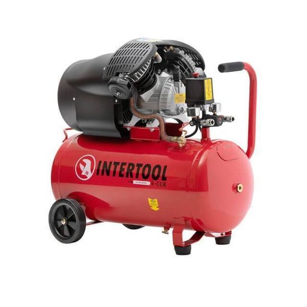 Компрессор 50 л, 2230 Вт, 220 В, 8 атм, 354 л/мин, 2 цилиндра. INTERTOOL PT-0004 PT-0004 фото
