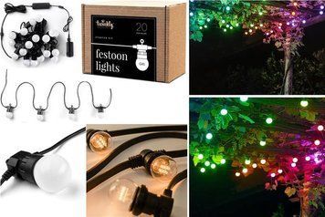 Smart LED Гірлянда Twinkly Festoon RGB 20, G45, Gen II, IP44, 10м, кабель чорний TWF020STP-BEU фото