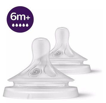 Соска Avent Natural 6мес+, силиконовая, Природный поток, быстрый поток, 2шт SCY965/02 фото