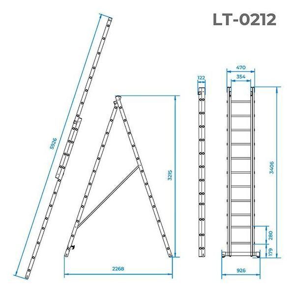 Лестница двухсекционная раскладная INTERTOOL 2х12 (LT-0212) LT-0212 фото