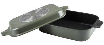 Гусятница RINGEL Zitrone Olive Сковорідка Ростер 34x24x13.5 см (6+3л) з кришкою (RG-2108-34/OL) RG-2108-34/OL фото