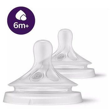Соска Avent Natural 6міс+, силіконова, Природний потік, для густої їжі, 2шт SCY966/02 фото