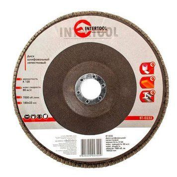 Диск шлифовальный лепестковый 180 x 22мм зерно K120 INTERTOOL BT-0232 BT-0232 фото