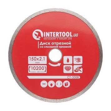 Диск алмазный отрезной по плитке, со сплошной кромкой, 150мм, 22-24% INTERTOOL CT-3008 CT-3008 фото