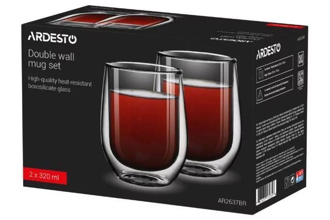 Набор чашек с двойными стенками Ardesto, 320мл, 2шт (AR2637BR) AR2637BR фото