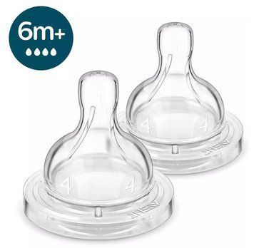 Соска Philips Avent силіконова Анти-колік, 6 міс +., 2 шт, швидкий потік SCY764/02 фото