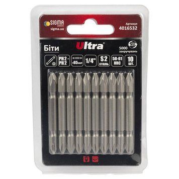 Біти PH2-PH2&times;65мм &frac14;" 10шт S2 (блістер) ULTRA (4016532) SG-4016532 фото