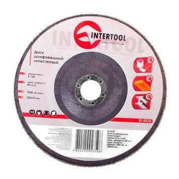 Диск шлифовальный лепестковый 180 x 22мм зерно K150 INTERTOOL BT-0235 BT-0235 фото
