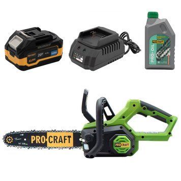 Аккумуляторная цепная пила Procraft PKA60 + 1 акб 4Ач Turbo + ЗП charger20/1 PC-382424 фото