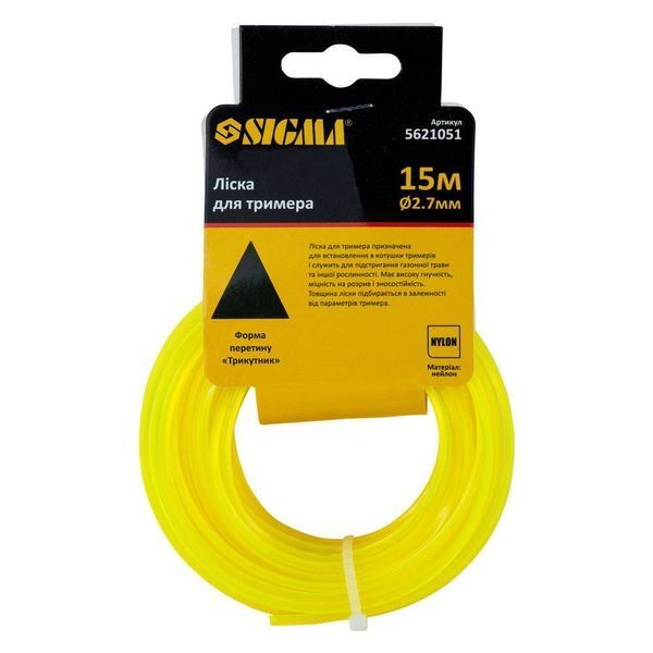 Ліска для тримера трикутник &Oslash;2.7мм 15м SIGMA (5621051) SG-5621051 фото
