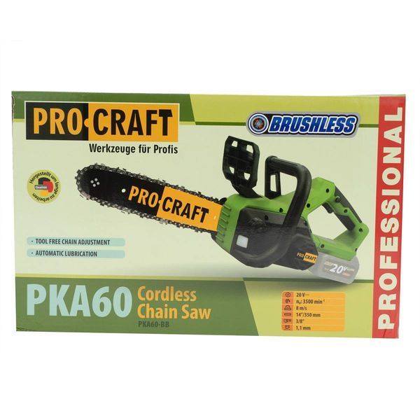 Аккумуляторная цепная пила Procraft PKA60 + 1 акб 4Ач Turbo + ЗП charger20/1 PC-382424 фото