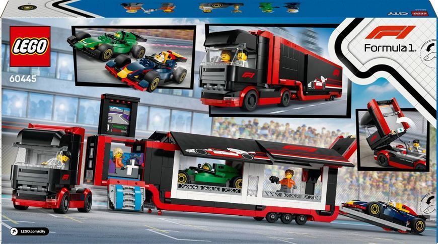 Конструктор LEGO City Вантажівка F1 з автомобілями RB20 та AMR24 1086 деталей (60445) 60445 фото