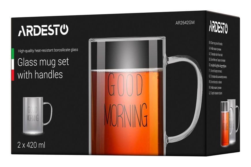 Набір чашок із ручками Ardesto Good Morning 420 мл х 2 шт (AR2642GM) AR2642GM фото