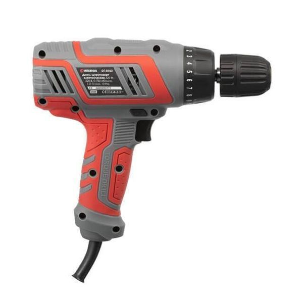 Дриль-шурупокрут електричний 320 Вт, 220 В, 0-750 об/хв, 0.8-10 мм, 10 Нм INTERTOOL DT-0103 DT-0103 фото