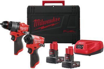 Набір із двох акумуляторних інструментів Milwaukee M12 FPP2A2-402X шурупокрут-дриль M12 FPD2-0 гвинтоверт M12 FID2-0 акб М12 2х4А&middot;год ЗП C12C кейс 4933480587 фото