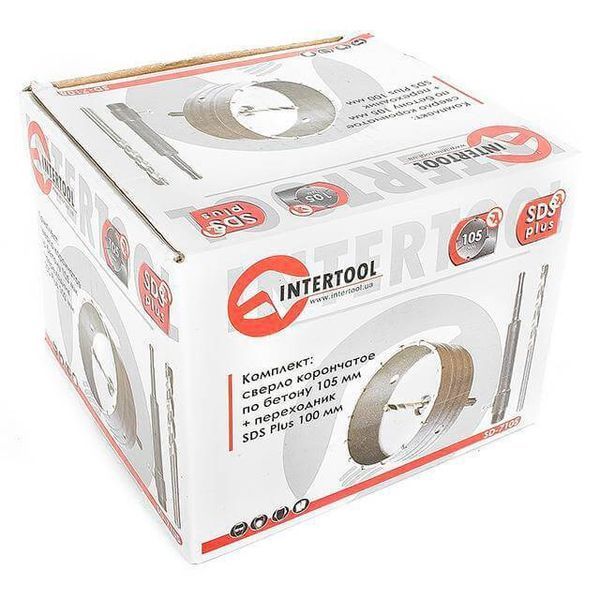 Комплект: Свердло корончастот для бетону 105 мм + Перехідник SDS Plus 100 мм INTERTOOL SD-7105 SD-7105 фото