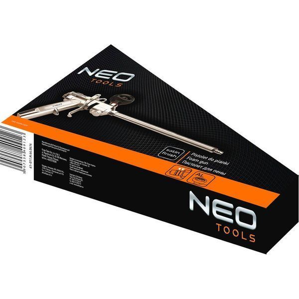 Пистолет Neo Tools для монтажной пены с латунной головкой, алюминий покрытый никелем, сатиновая отделка 61-011 фото