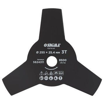 Нож для триммера &Oslash;255&times;25.4мм 3Т SIGMA (5624311) SG-5624311 фото