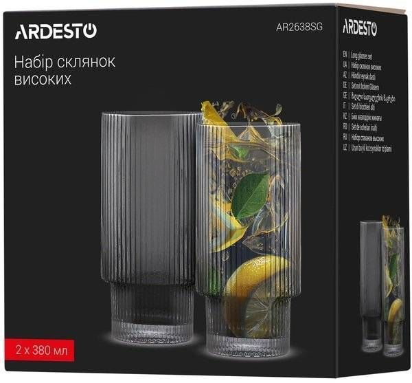 Набір високих склянок Ardesto Graphite 380 мл, 2 шт. (AR2638SG) AR2638SG фото