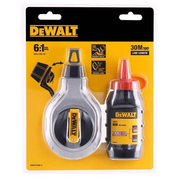 Шнур розмічальний довжиною 30 м в комплекті з крейдяним порошком DeWALT DWHT47408-0 DWHT47408-0 фото
