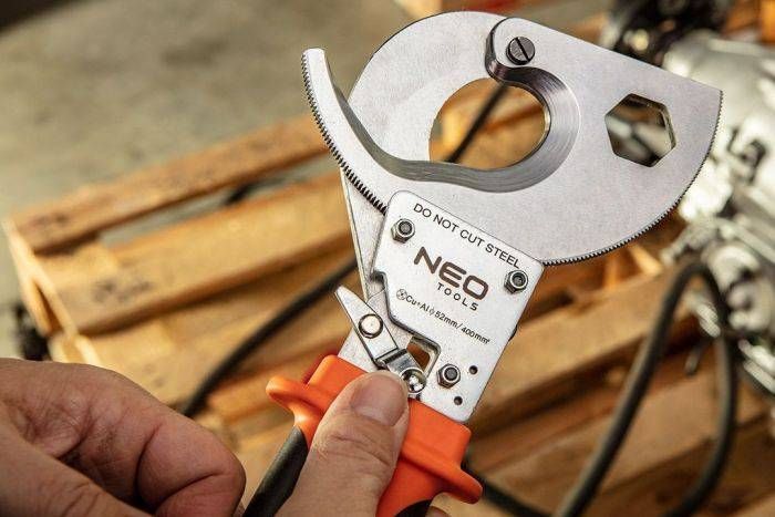 Neo Tools Кабелеріз для мідних та алюмінієвих кабелів, 400 мм, з тріскачкою 01-401 фото