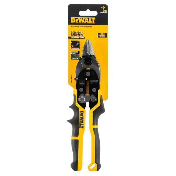 Ножиці по металу ERGO Aviation довжиною 235 мм, прямі з короткими губками DeWALT DWHT14694-0 DWHT14694-0 фото
