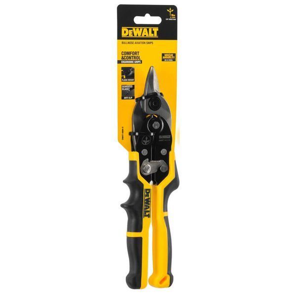 Ножиці по металу ERGO Aviation довжиною 235 мм, прямі з короткими губками DeWALT DWHT14694-0 DWHT14694-0 фото
