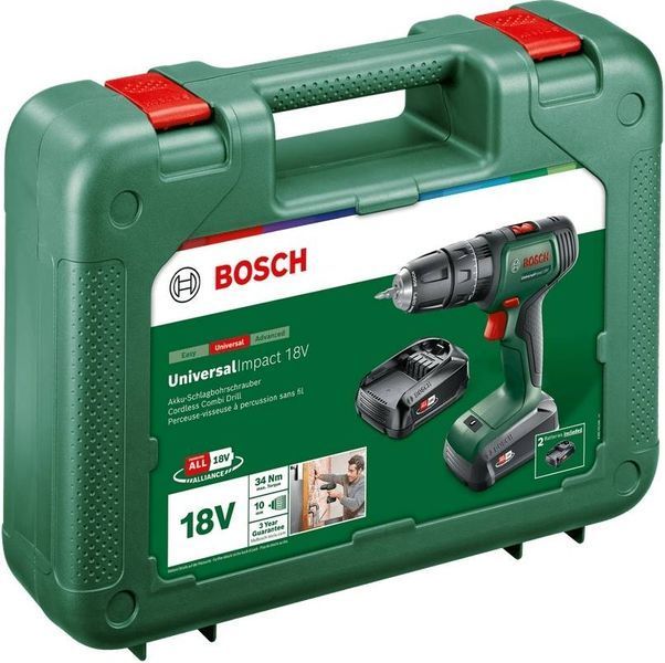 Шуруповерт-дриль ударний акумуляторний Bosch UniversalImpact 18V 2х1.5А год (0.603.9D4.102) 0.603.9D4.102 фото