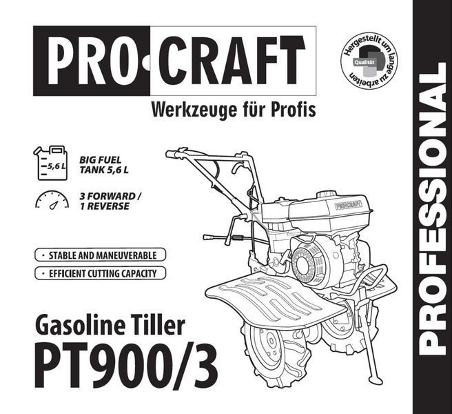 Мотоблок бензиновий Procraft PT900/3 PC-900901 фото