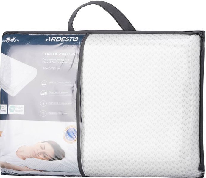 Подушка ортопедична Ardesto Sleepwell, 60х40х11/9см, білий (ART6040COP) ART6040COP фото