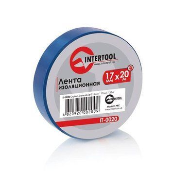 Стрічка ізоляційна 0.15ммx17ммx20м синя (упак 10 шт) INTERTOOL IT-0020 IT-0020 фото