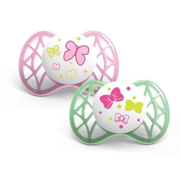 Пустышка симметричная Nuvita Air 0м+ 2шт. для девочки (NV7061Girl) NV7061Girl фото