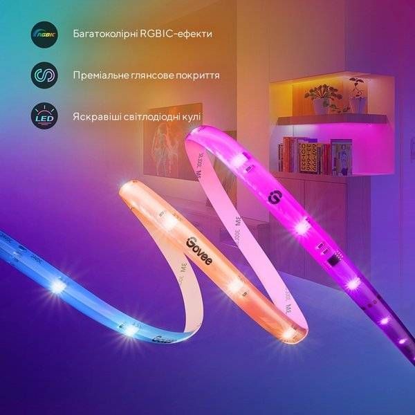 Лента светодиодная умная Govee H619A RGBIC Basic Wi-Fi + Bluetooth LED Strip Light With Protective Coating 5м Белый H619A3D1 фото