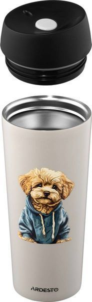 Термокухоль Ardesto Coffee Time Maltipoo 450мл, нержавіюча сталь, бежевий AR2645MP фото