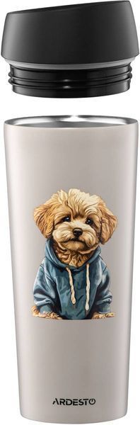 Термокухоль Ardesto Coffee Time Maltipoo 450мл, нержавіюча сталь, бежевий AR2645MP фото