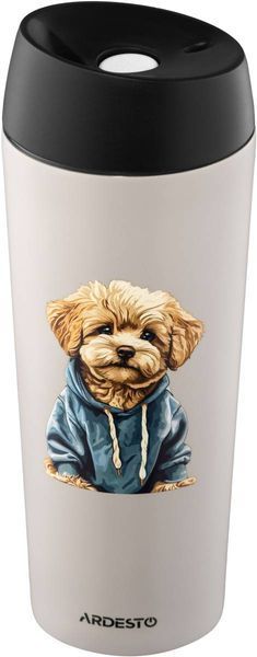 Термокухоль Ardesto Coffee Time Maltipoo 450мл, нержавіюча сталь, бежевий AR2645MP фото