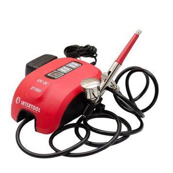 Аерограф електричний 12 Вт, 12 В, 10-15 л/хв., 0-2 Бар INTERTOOL DT-5001 DT-5001 фото