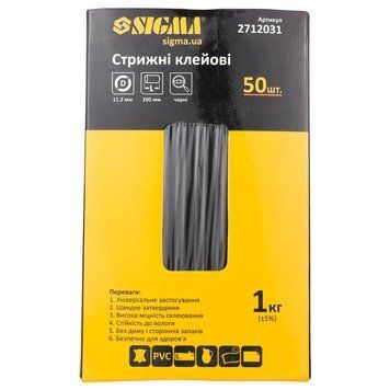 Стрижні клейові &Oslash;11.2&times;200мм 1кг (чорні) SIGMA (2712031) SG-2712031 фото