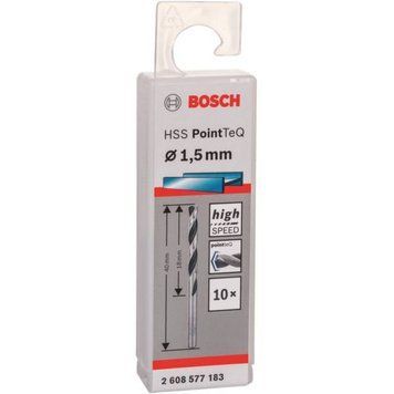 Свердло для металу Bosch HSS-PointTeQ, 1.5х18х40мм, 10шт (2.608.577.183) 2.608.577.183 фото