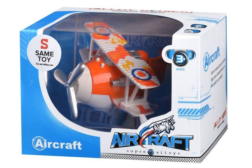 Самолет металлический инерционный Same Toy Aircraft оранжевый со светом и музыкой (SY8012Ut-1) SY8012Ut-1 фото